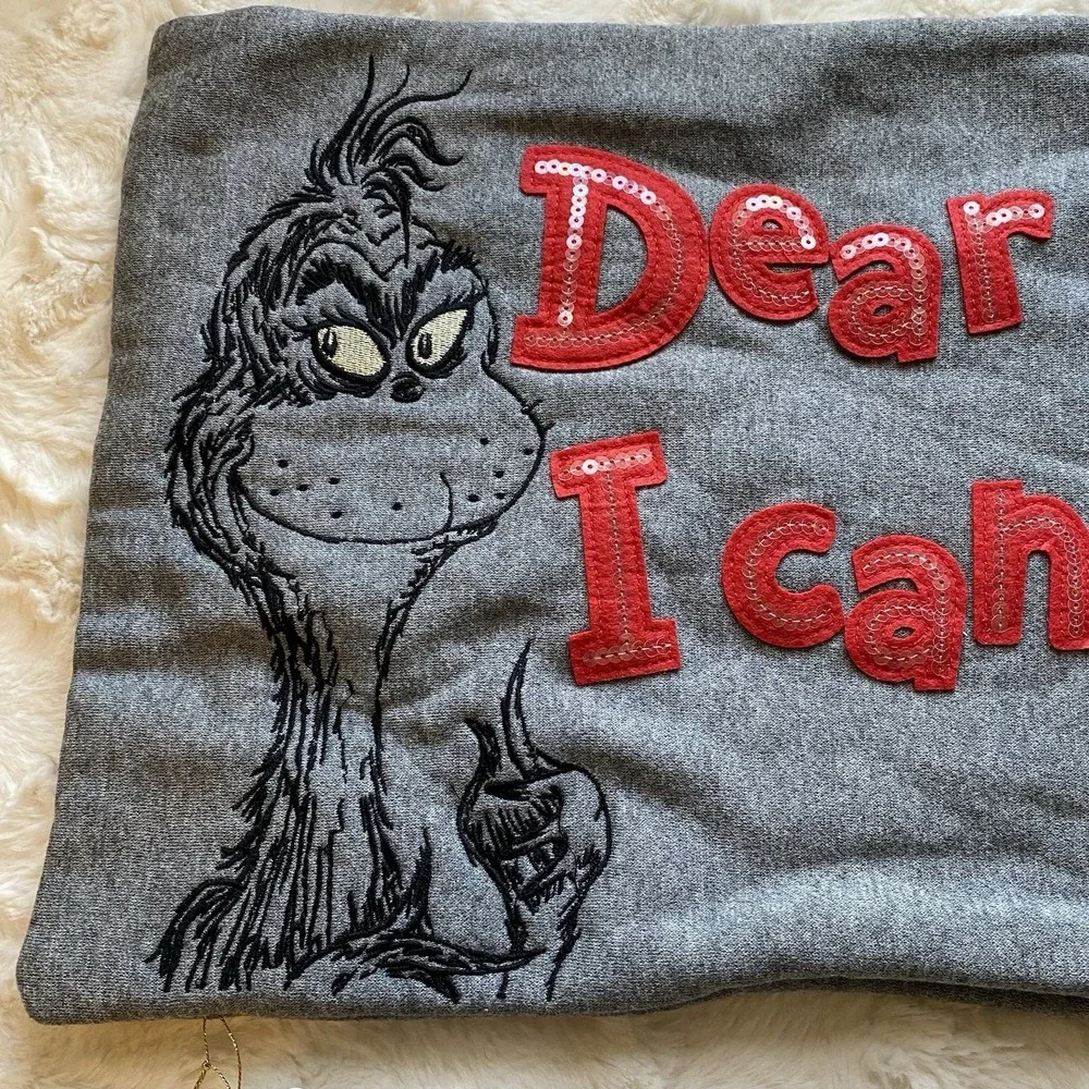 Pottery Barn Teen Grinch Dear Santa I Can Explain Pillow Cover Dr. Seuss Lumbar